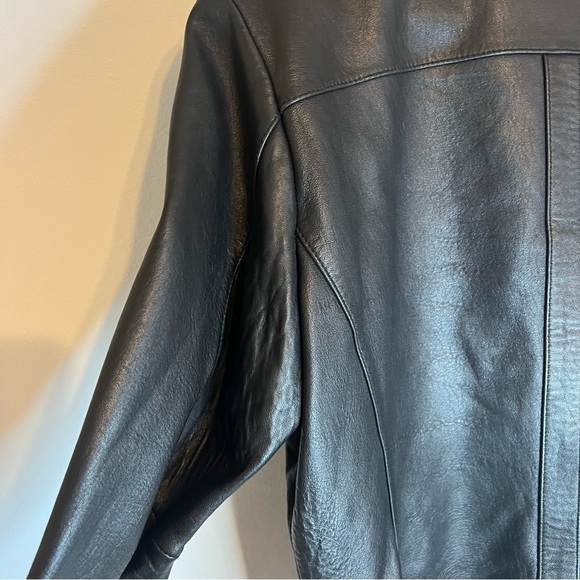 Mossimo Womens Black 100% Leather Moto Jacket Zippers Sz L Soft Biker Motorcycle - Picture 13 of 16
